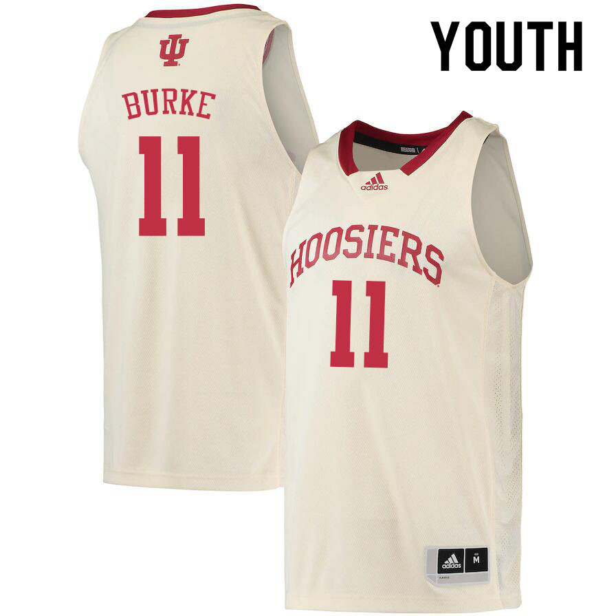 Youth #11 Shaan Burke Indiana Hoosiers College Basketball Jerseys Sale-Cream - Click Image to Close